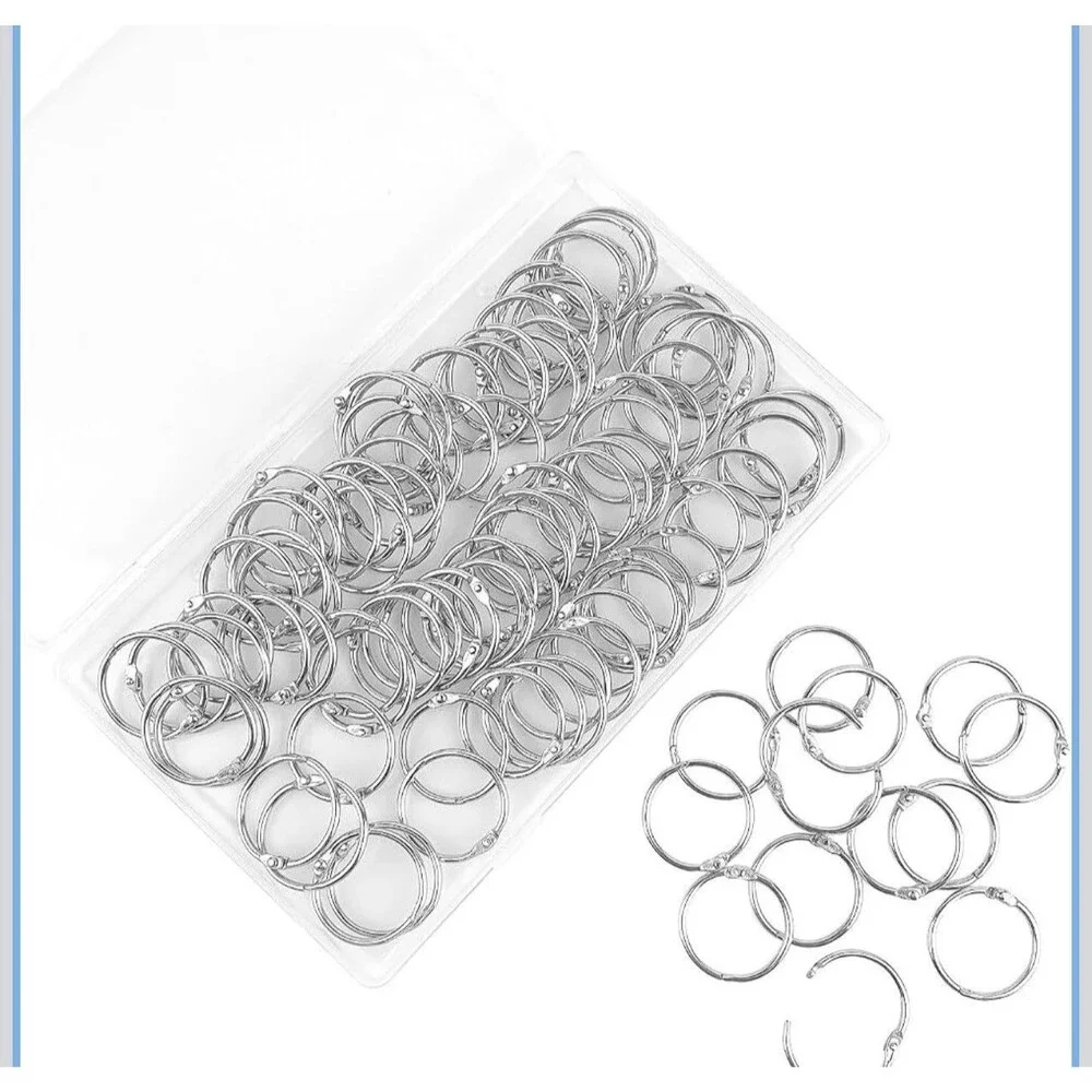 Loose Leaf Binder Rings 1 Inch 100 Pack | Metal Nickel Plated | Index Cards